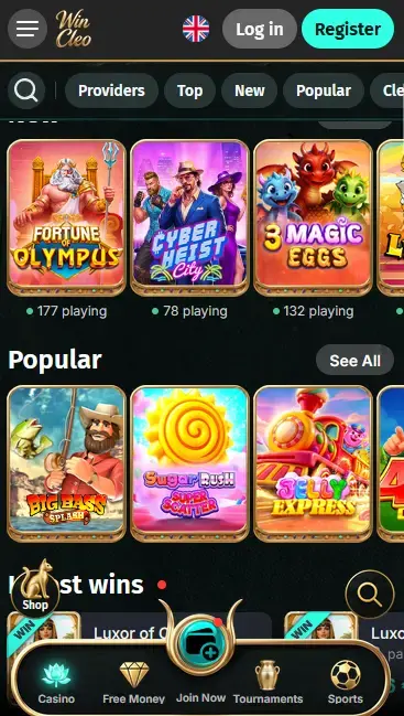 Wincleo App auf dem Smartphone: Slots und Live Casino mobil