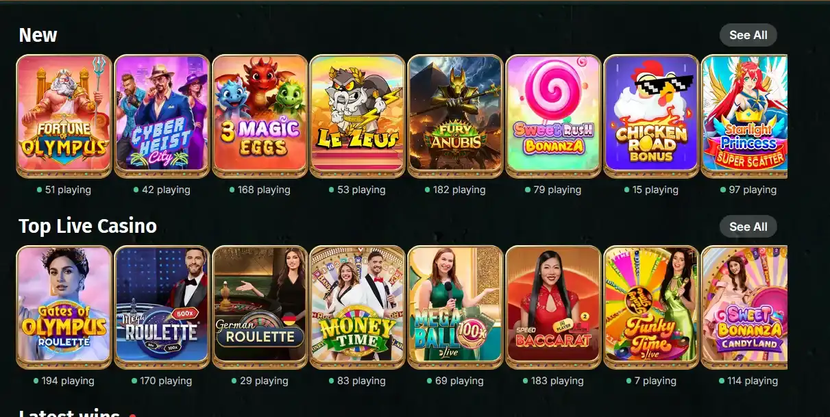 Slots bei Wincleo Casino: Übersicht beliebter Spielautomaten von Pragmatic Play und Hacksaw Gaming